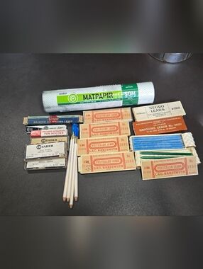Vintage Pencil Leads & Accessories Lot with Matpapir Roll